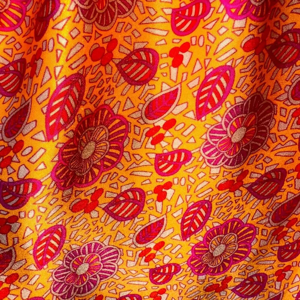 Lolita‎ Jaca St Barth Top Womens Small Silk Long Sleeve Orange/Red Elastic Waist - Picture 6 of 9